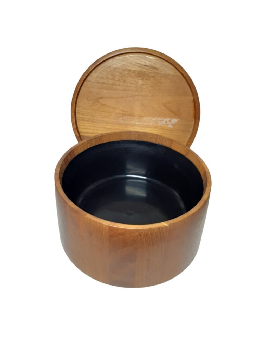 VTG Dansk Ice Bucket Teak Wood Barware Mid Century Modern Denmark 9" Round Rare